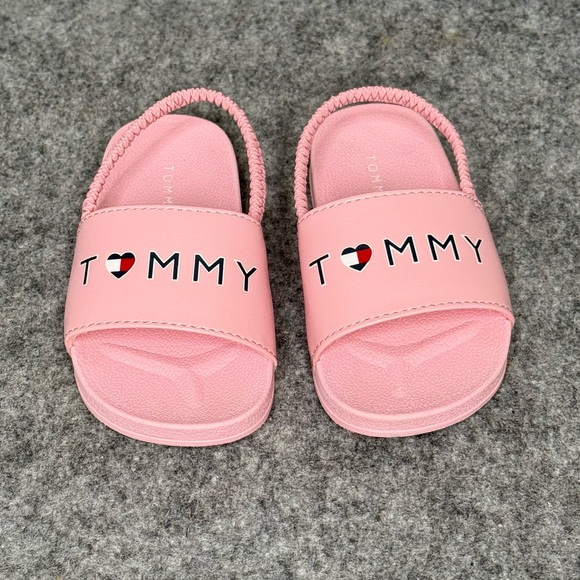 Tommy Hilfiger Kids Slingback Logo Slide‎ in Almond Blossom- Sz 8 - Picture 2 of 9